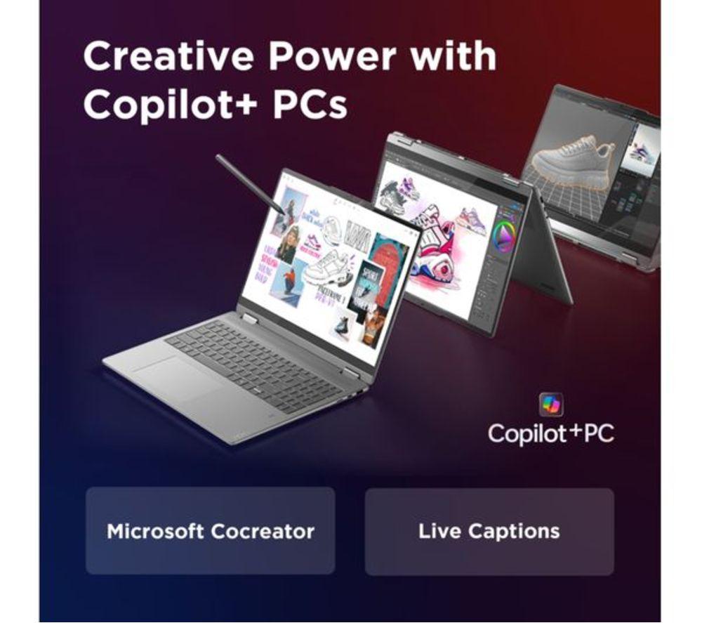 LENOVO Yoga 7 16" 2 in 1 Refurbished Laptop, Copilot+ PC - Intel&reg; Core&trade; Ultra 7, 1 TB SSD, Luna Grey (Very Good Condition) image number 8 of 13