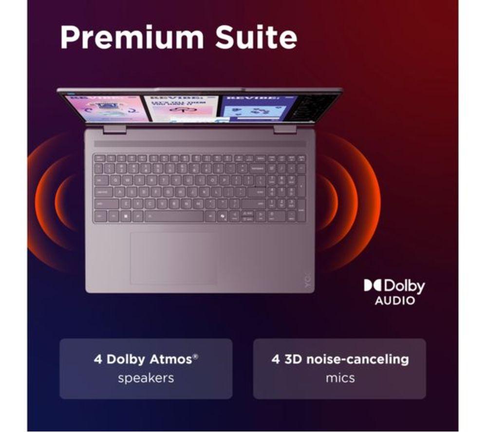 LENOVO Yoga 7 16" 2 in 1 Refurbished Laptop, Copilot+ PC - Intel&reg; Core&trade; Ultra 7, 1 TB SSD, Luna Grey (Very Good Condition) image number 9 of 13