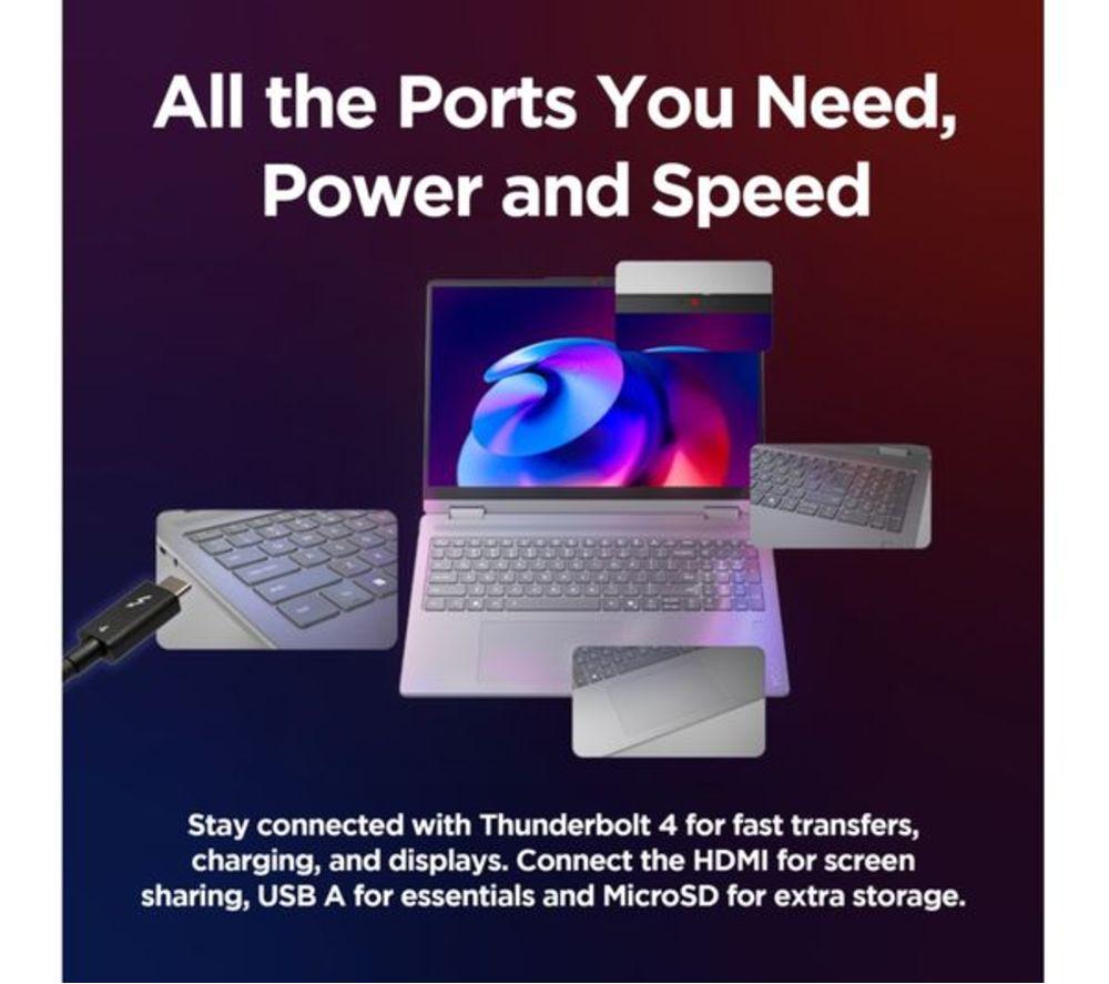 LENOVO Yoga 7 16" 2 in 1 Refurbished Laptop, Copilot+ PC - Intel&reg; Core&trade; Ultra 7, 1 TB SSD, Luna Grey (Very Good Condition) image number 11 of 13