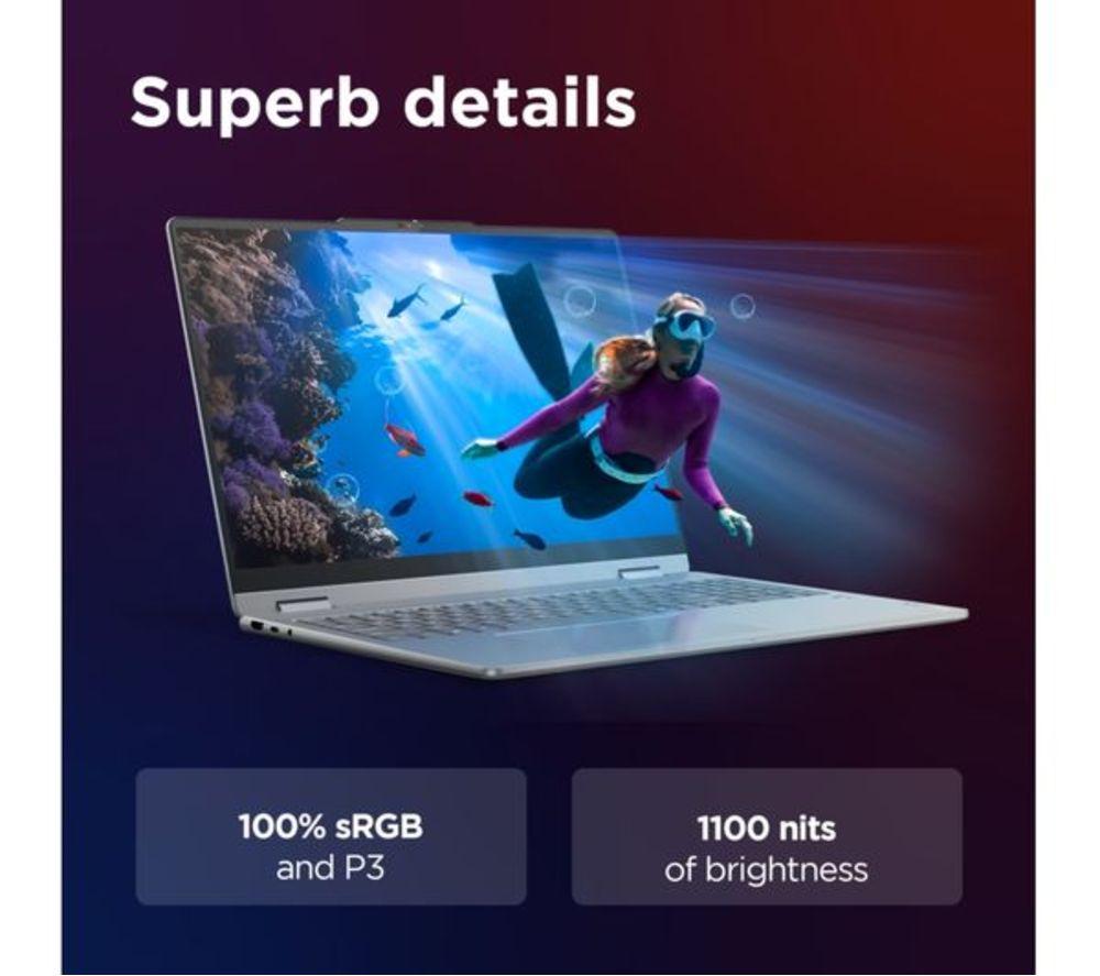 LENOVO Yoga 7 16" 2 in 1 Refurbished Laptop, Copilot+ PC - Intel&reg; Core&trade; Ultra 7, 1 TB SSD, Luna Grey (Very Good Condition) image number 12 of 13