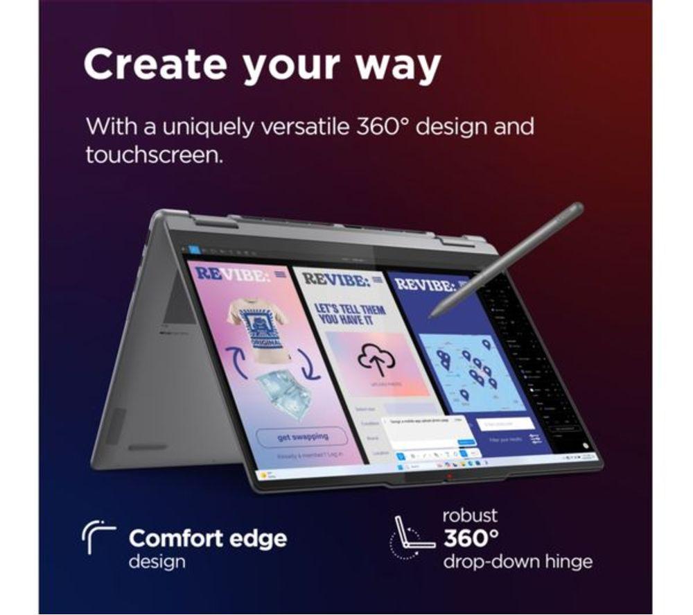 LENOVO Yoga 7 16" 2 in 1 Refurbished Laptop, Copilot+ PC - Intel&reg; Core&trade; Ultra 7, 1 TB SSD, Luna Grey (Very Good Condition) image number 13 of 13