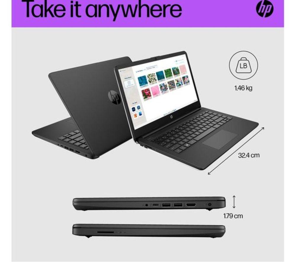 HP 14s-dq3500sa 14" Refurbished Laptop - Intel&reg; Celeron&reg;, 64 GB eMMC, Black (Very Good Condition) image number 7 of 9