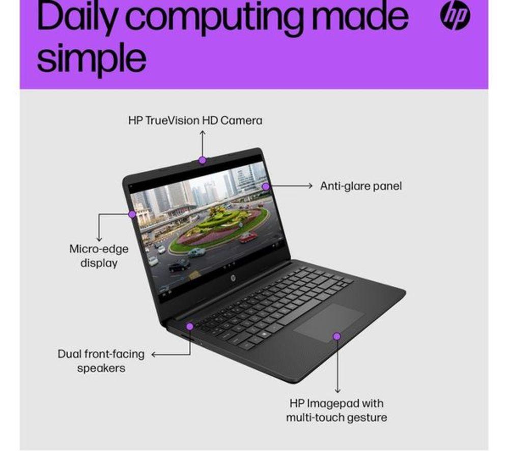 HP 14s-dq3500sa 14" Refurbished Laptop - Intel&reg; Celeron&reg;, 64 GB eMMC, Black (Very Good Condition) image number 8 of 9