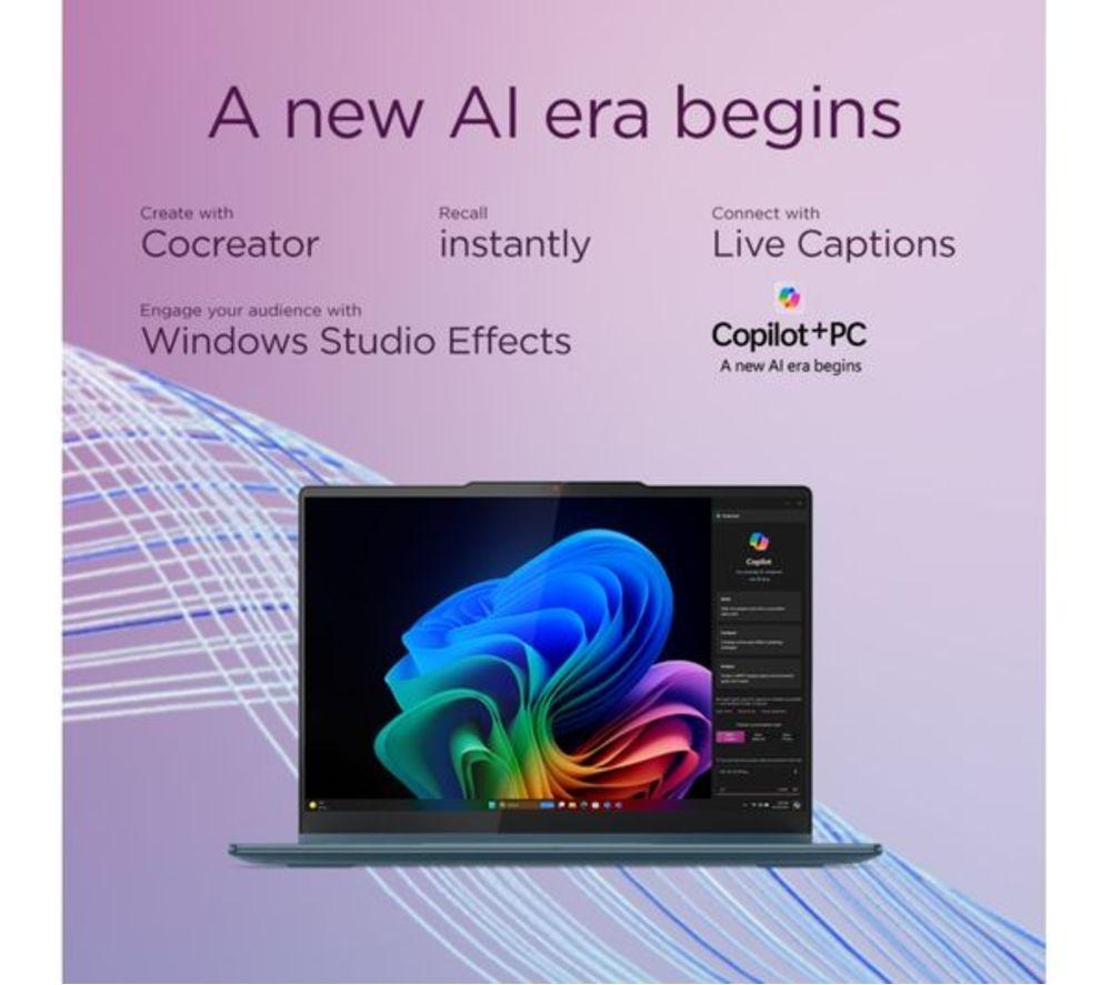 LENOVO Yoga 7 14" 2 in 1 Refurbished Laptop, CoPilot+ PC - AMD Ryzen AI 7, 1 TB SSD, Tidal Teal (Very Good Condition) image number 10 of 13