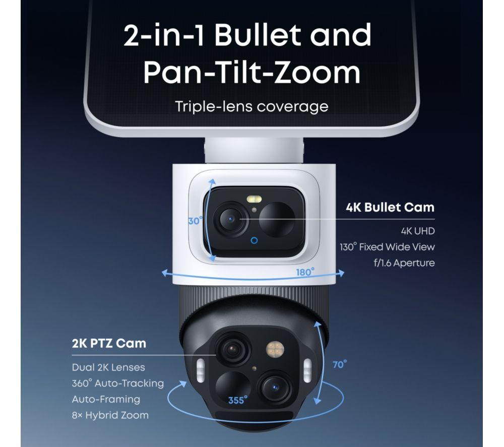 EUFY S4 4K Ultra HD WiFi Bullet-PTZ Security Camera with Solar Panel - 32 GB image number 3 of 9