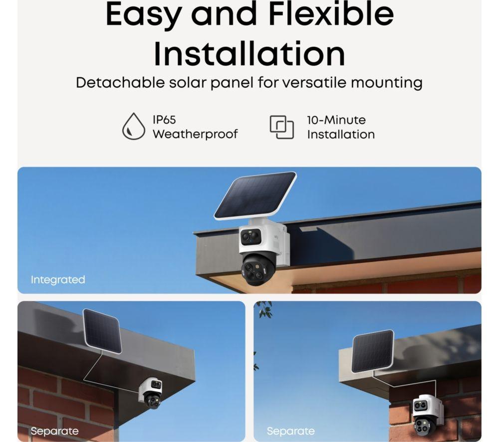 EUFY S4 4K Ultra HD WiFi Bullet-PTZ Security Camera with Solar Panel - 32 GB image number 8 of 9