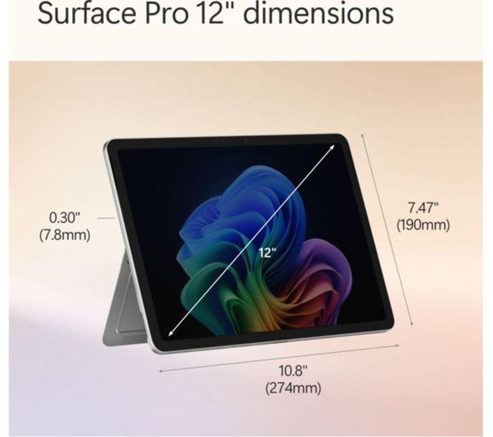 MICROSOFT 12" Refurbished Surface Pro, Copilot+ PC with keyboard - Snapdragon X Plus, 256 GB SSD, Platinum (Very Good Condition) image number 8 of 12
