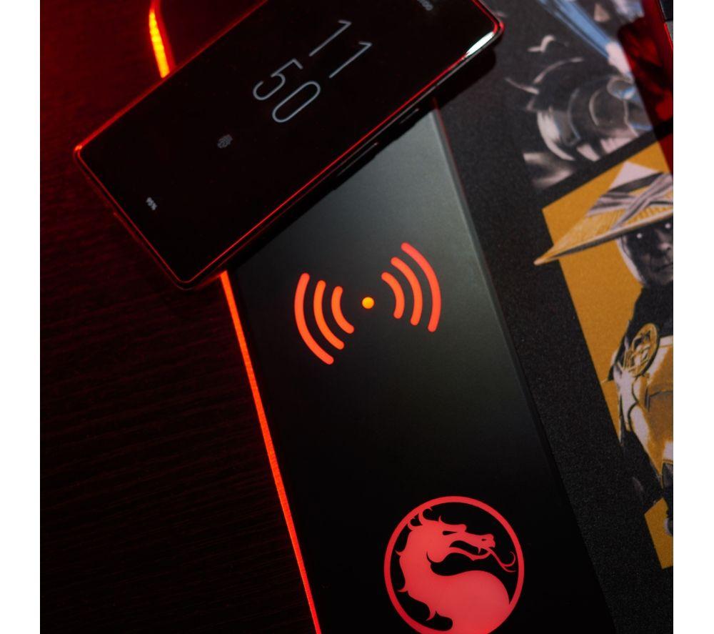 NUMSKULL Mortal Kombat Qi Wireless Charging Gaming Mouse Mat - Black & Red image number 6 of 7