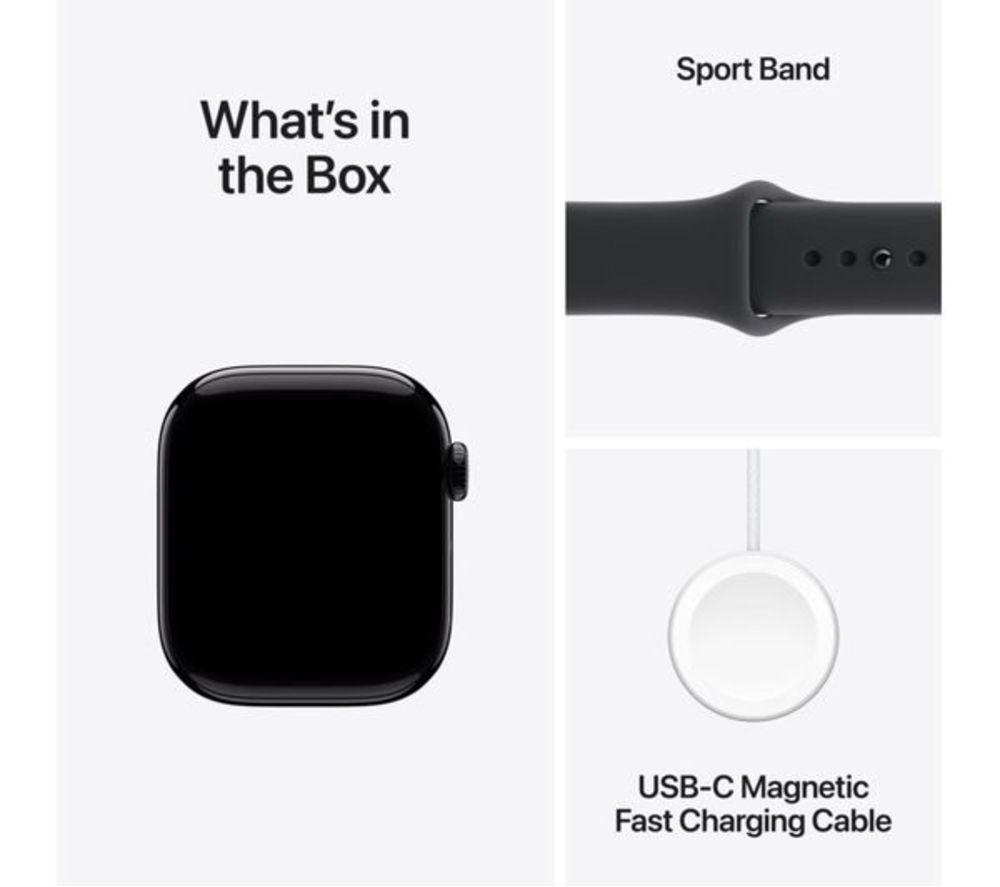 APPLE Refurbished Watch Series 11 - 42 mm Jet Black Aluminium Case with Black Sport Band, S/M (Excellent Condition) image number 8 of 9