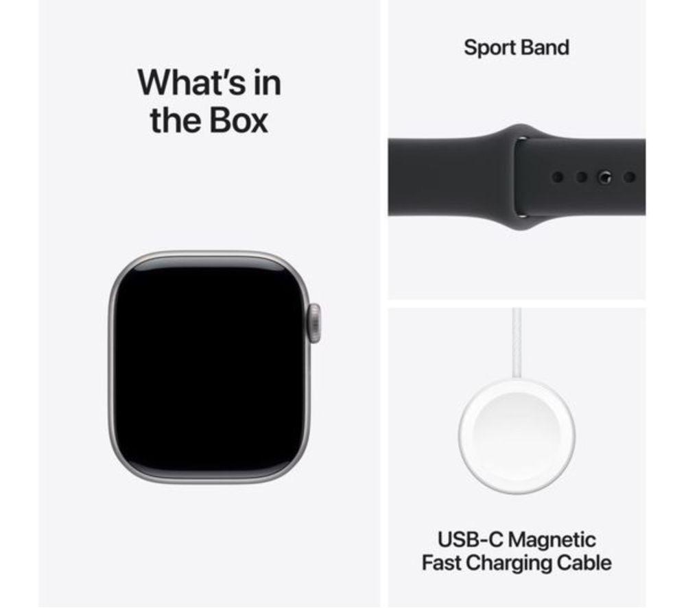 APPLE Refurbished Watch Series 11 - 42 mm Space Grey Aluminium Case with Black Sport Band, M/L (Excellent Condition) image number 9 of 10