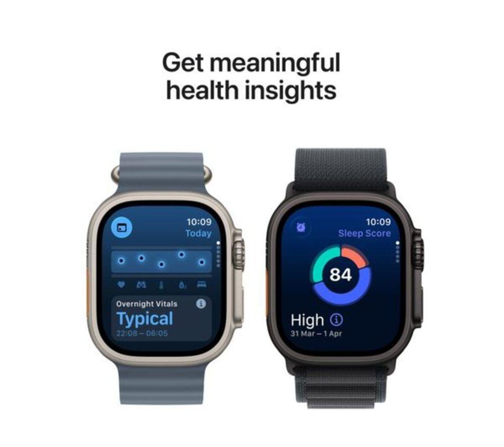 APPLE Refurbished Watch Ultra 3 Cellular - 49 mm Natural Titanium Case with Light Blue Alpine Loop, Medium (Excellent Condition) image number 7 of 8