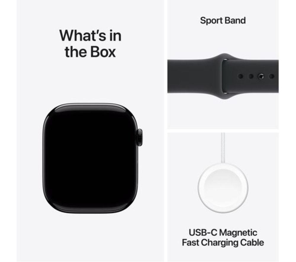 APPLE Refurbished Watch Series 11 - 46 mm Jet Black Aluminium Case with Black Sport Band - S/M (Excellent Condition) image number 9 of 10