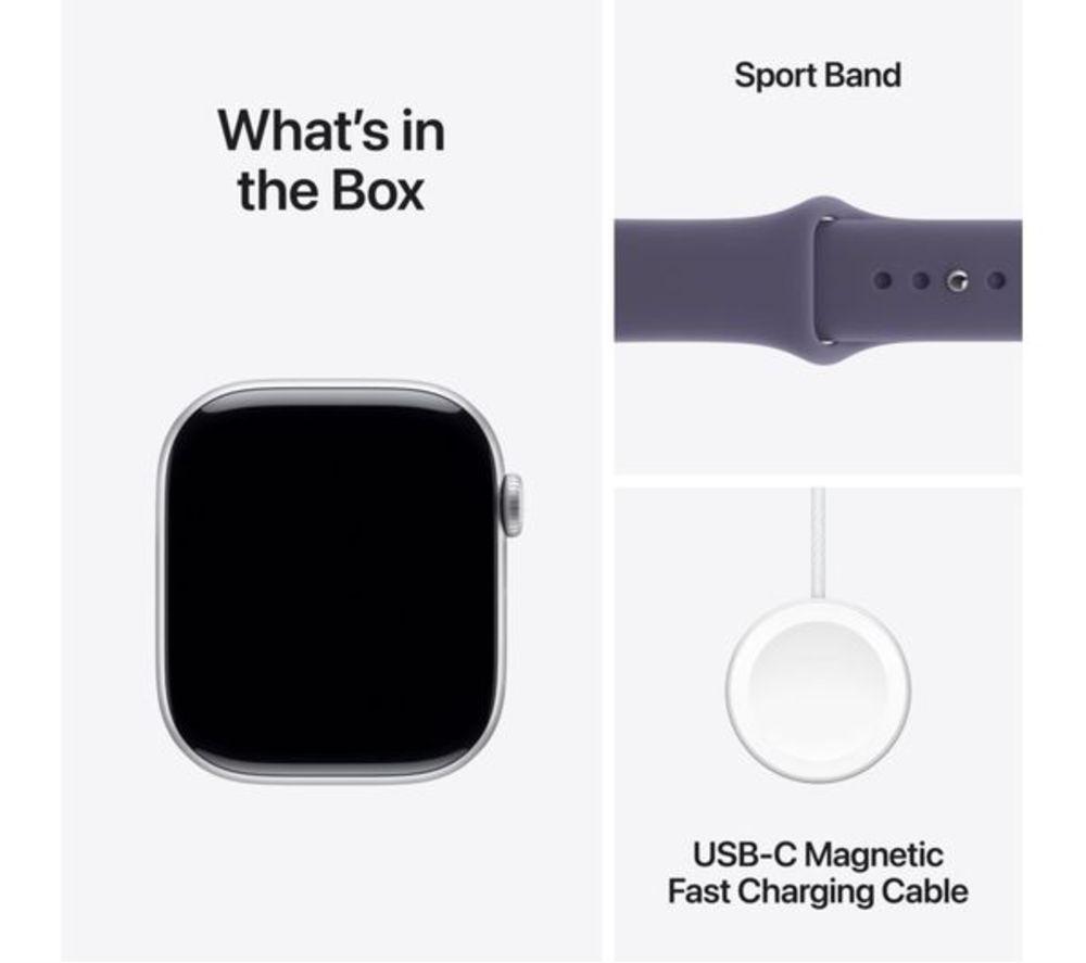 APPLE Refurbished Watch Series 11 - 46 mm Silver Aluminium Case with Purple Fog Sport Band, M/L (Very Good Condition) image number 9 of 10