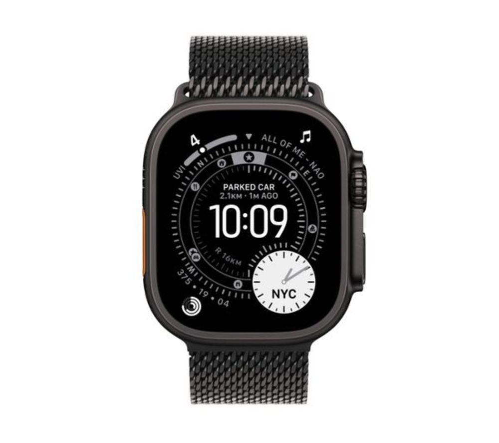 APPLE Refurbished Watch Ultra 3 Cellular - 49 mm Black Titanium Case with Black Titanium Milanese Loop, Medium (Very Good Condition) image number 2 of 7
