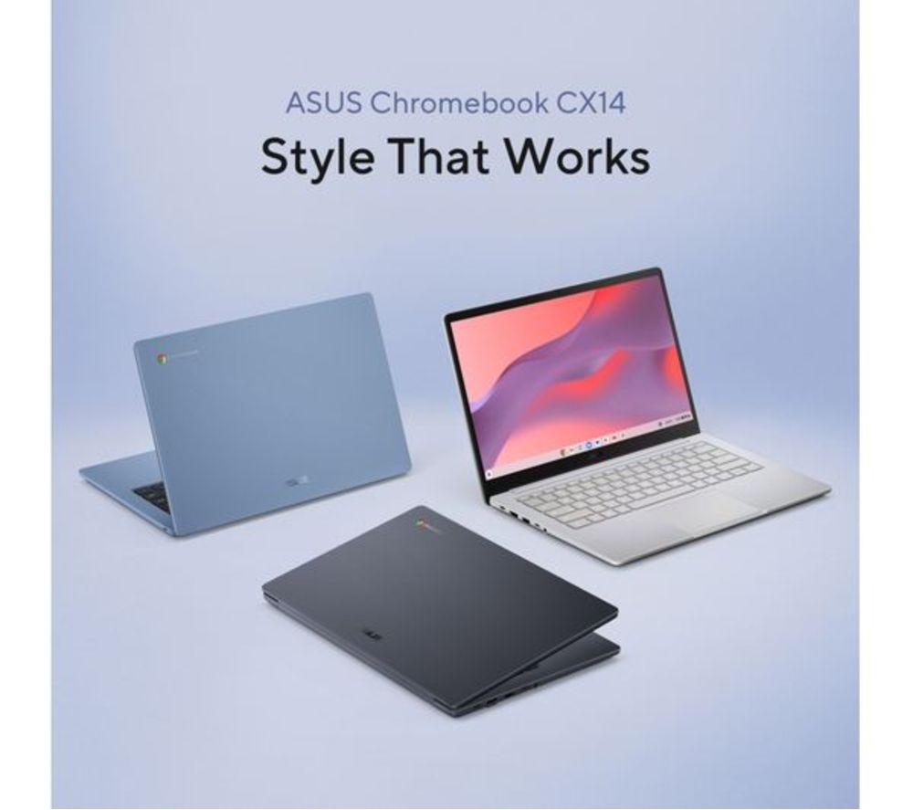 ASUS CX14 14" Refurbished Chromebook - Intel&reg; Celeron&reg;, 128 GB eMMC, Blue (Very Good Condition) image number 5 of 6