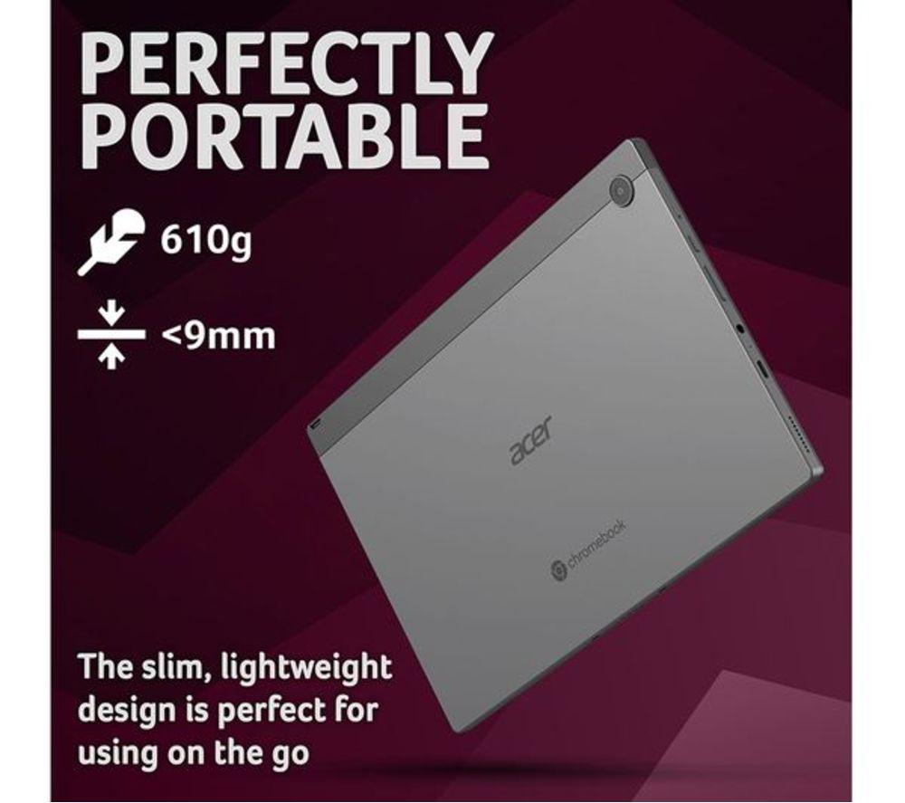 ACER 311 11" Refurbished Chromebook Tab - MediaTek Kompanio 520, 128 GB eMMC, Silver (Very Good Condition) image number 7 of 9