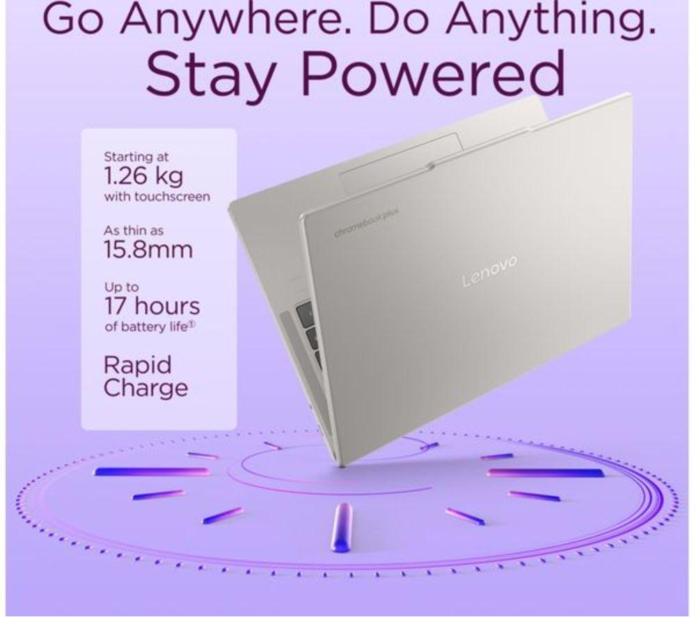 LENOVO Refurbished Chromebook Plus 14" - MediaTek Kompanio Ultra 910, 256 GB UFS, Grey (Very Good Condition) image number 24 of 27