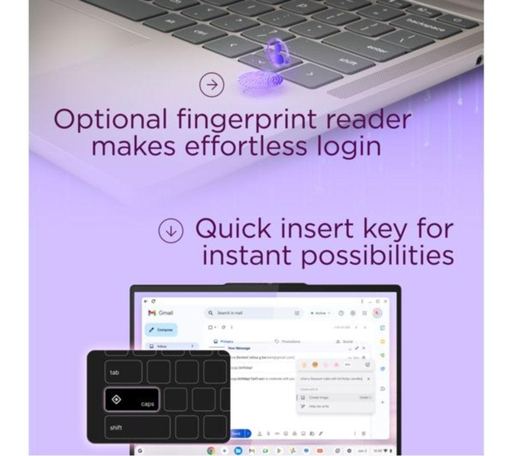 LENOVO Refurbished Chromebook Plus 14" - MediaTek Kompanio Ultra 910, 256 GB UFS, Grey (Very Good Condition) image number 25 of 27