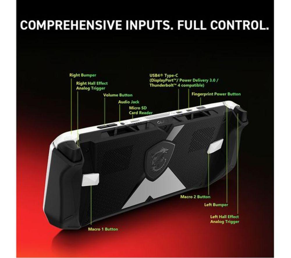 MSI Claw A8 BZ2EM-041UK Handheld Refurbished Gaming Console - AMD Ryzen Z2 Extreme, 1 TB SSD (Excellent Condition) image number 5 of 9