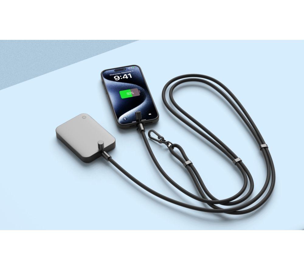 GOJI GCCLYBK26 2-in-1 USB Type-C Cable Crossbody Phone Lanyard - Black image number 8 of 10