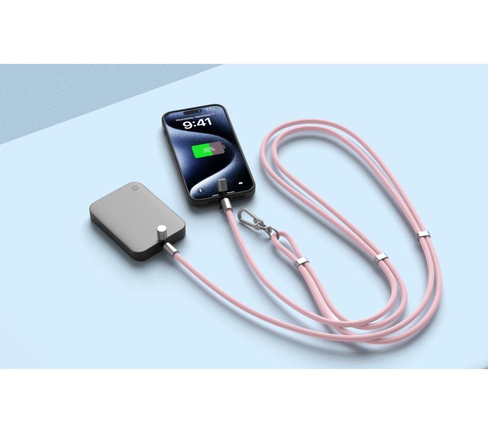 GOJI GCCLYPK26 2-in-1 USB Type-C Cable Crossbody Phone Lanyard - Pink image number 8 of 10