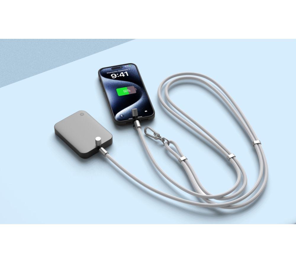 GOJI GCCLYGY26 2-in-1 USB Type-C Cable Crossbody Phone Lanyard - Grey image number 8 of 10