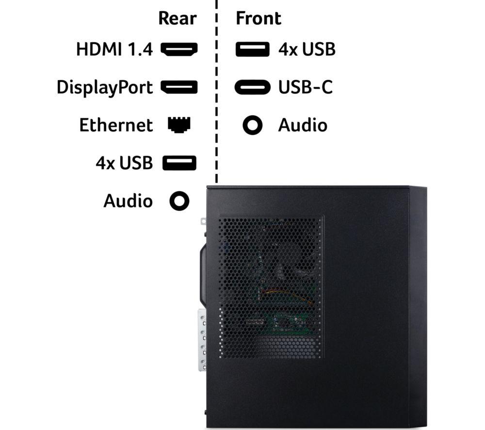 ACER Aspire XC-102 Desktop PC - Intel&reg; Core&trade; i7, 512 GB SSD, Black image number 5 of 6