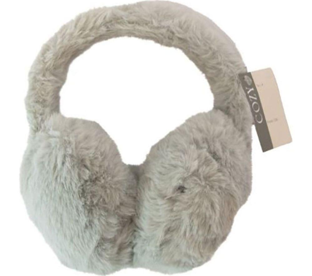 Aroma Home Faux Fur Heatable Ear Muffs - Grey, Silver/Grey