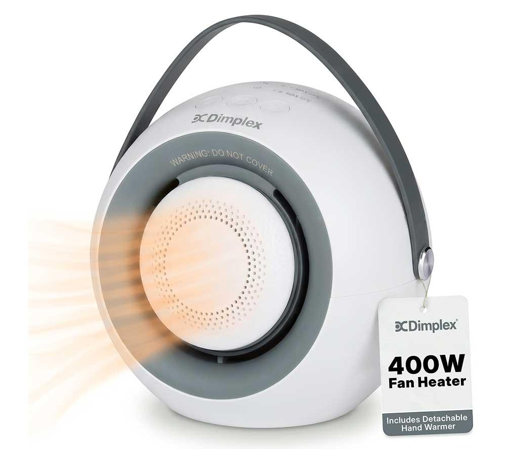 DIMPLEX DDF390 400 W Portable Desk Fan Heater with Detachable Handwarmer - White image number 13 of 15
