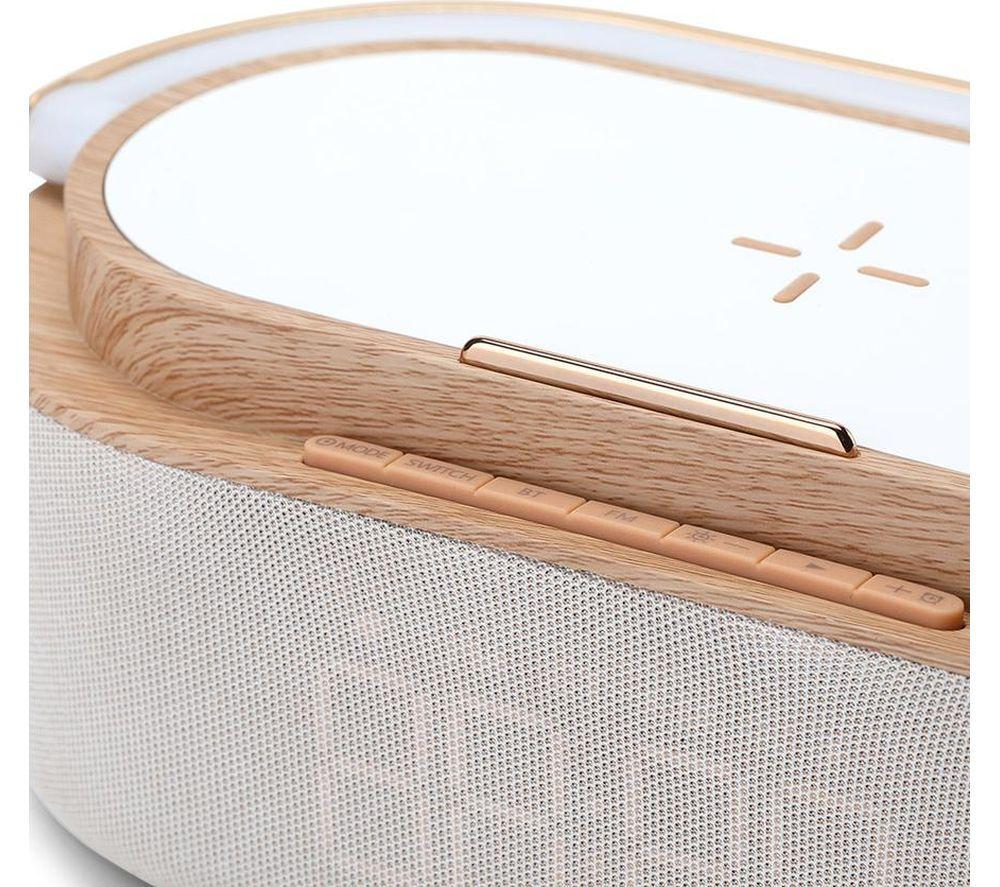 RED5 T309 Wireless Charging Alarm Clock Speaker - Beige & Brown image number 3 of 5