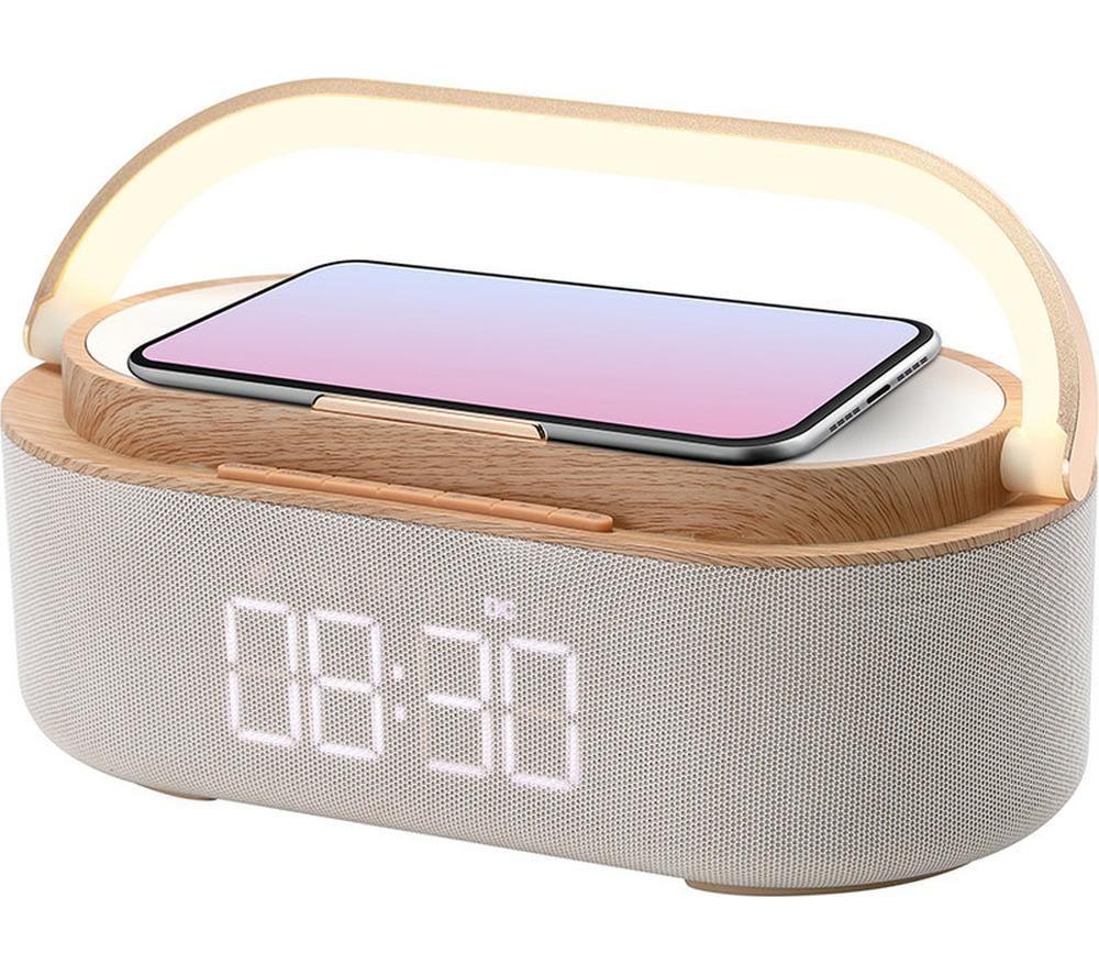 RED5 T309 Wireless Charging Alarm Clock Speaker - Beige & Brown image number 5 of 5