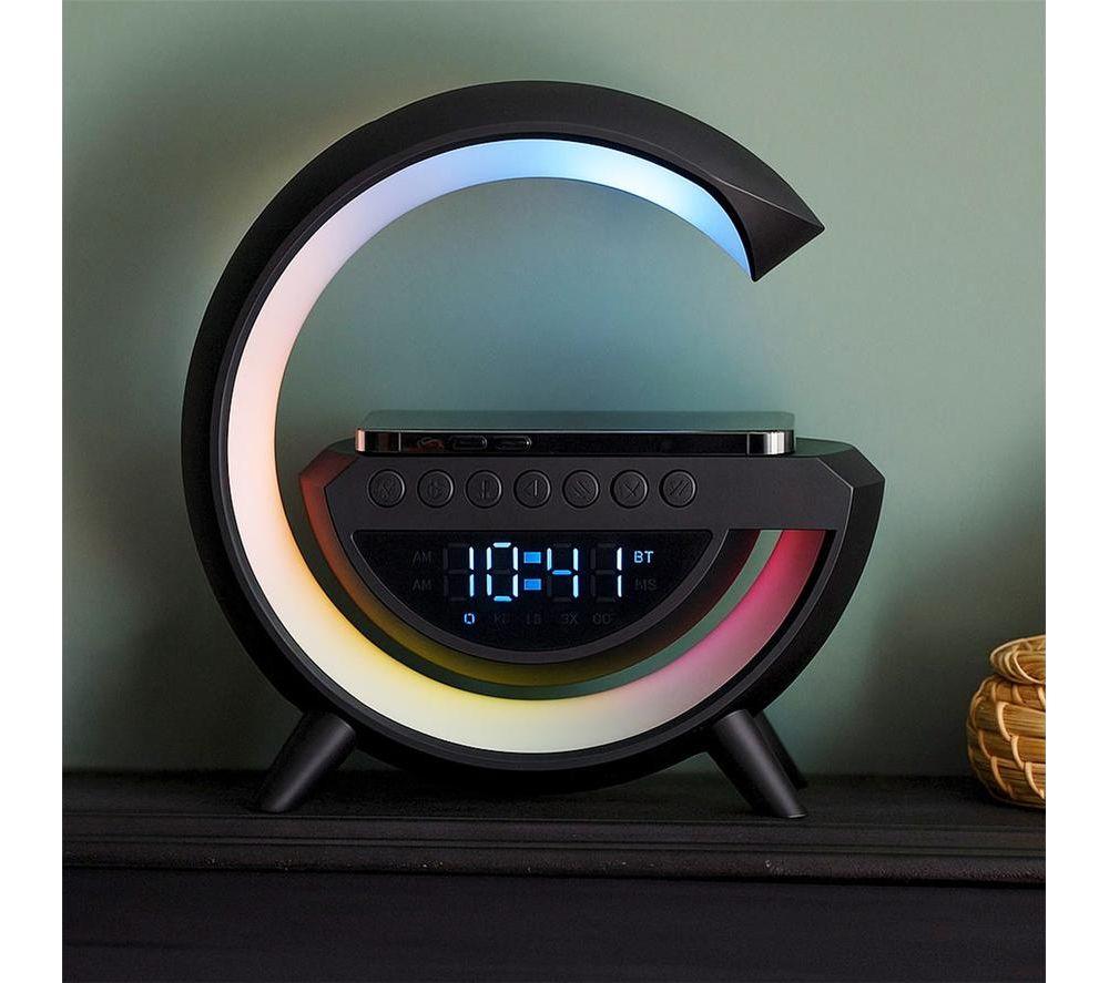 RED5 Light Up Wireless Charging Alarm Clock Speaker - Black image number 3 of 10