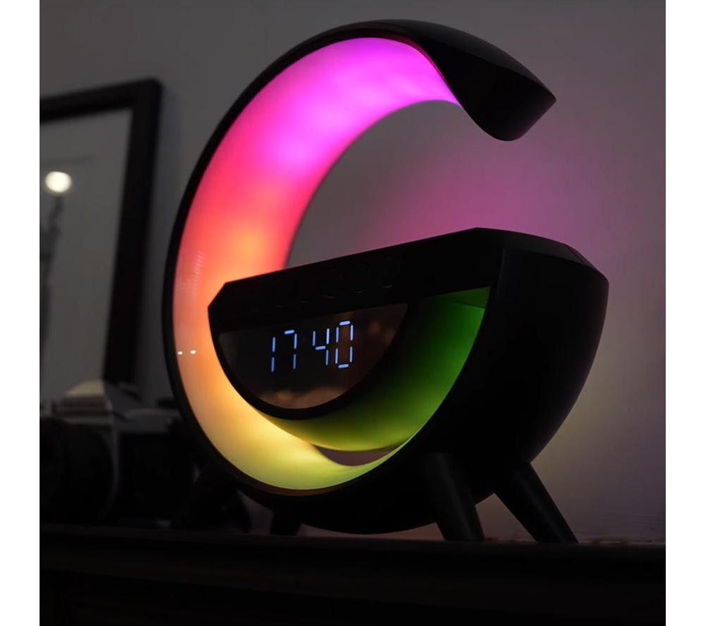 RED5 Light Up Wireless Charging Alarm Clock Speaker - Black image number 5 of 10