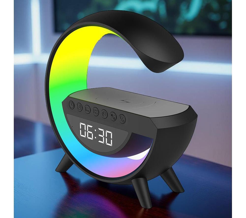 RED5 Light Up Wireless Charging Alarm Clock Speaker - Black image number 7 of 10