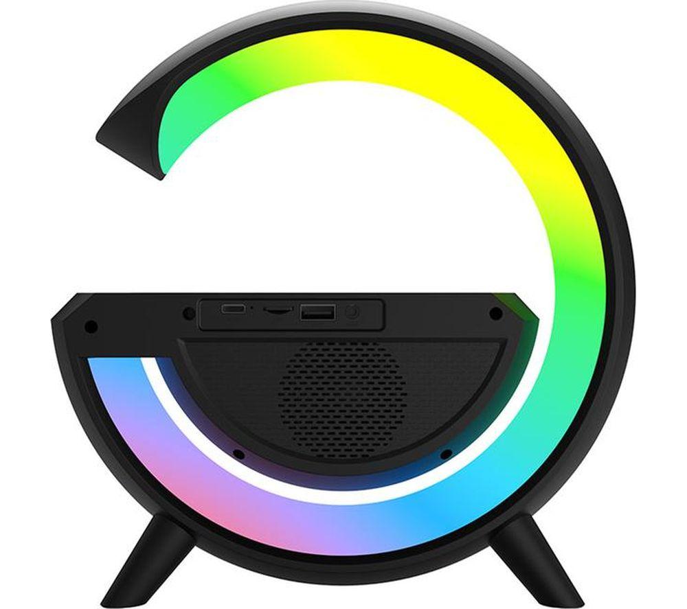 RED5 Light Up Wireless Charging Alarm Clock Speaker - Black image number 9 of 10