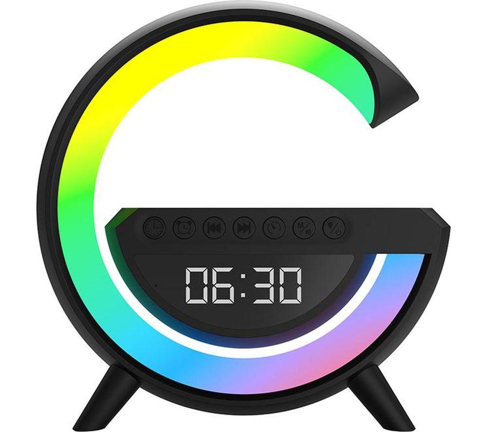 RED5 Light Up Wireless Charging Alarm Clock Speaker - Black image number 10 of 10