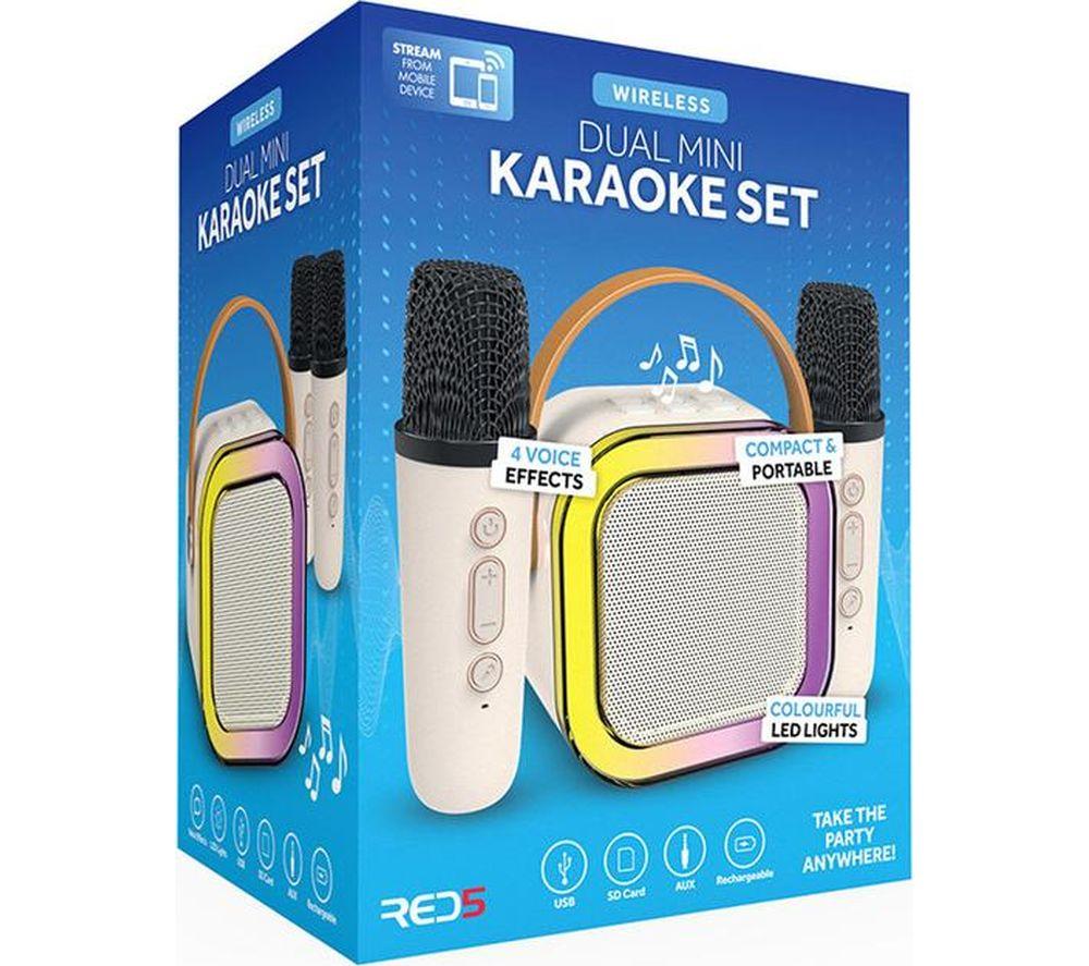 RED5 Dual Mini Portable Bluetooth Karaoke Set - Beige image number 4 of 5