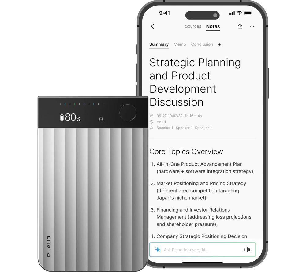 PLAUD Note Pro AI Voice Recorder with Case - 64 GB, Silver image number 9 of 11