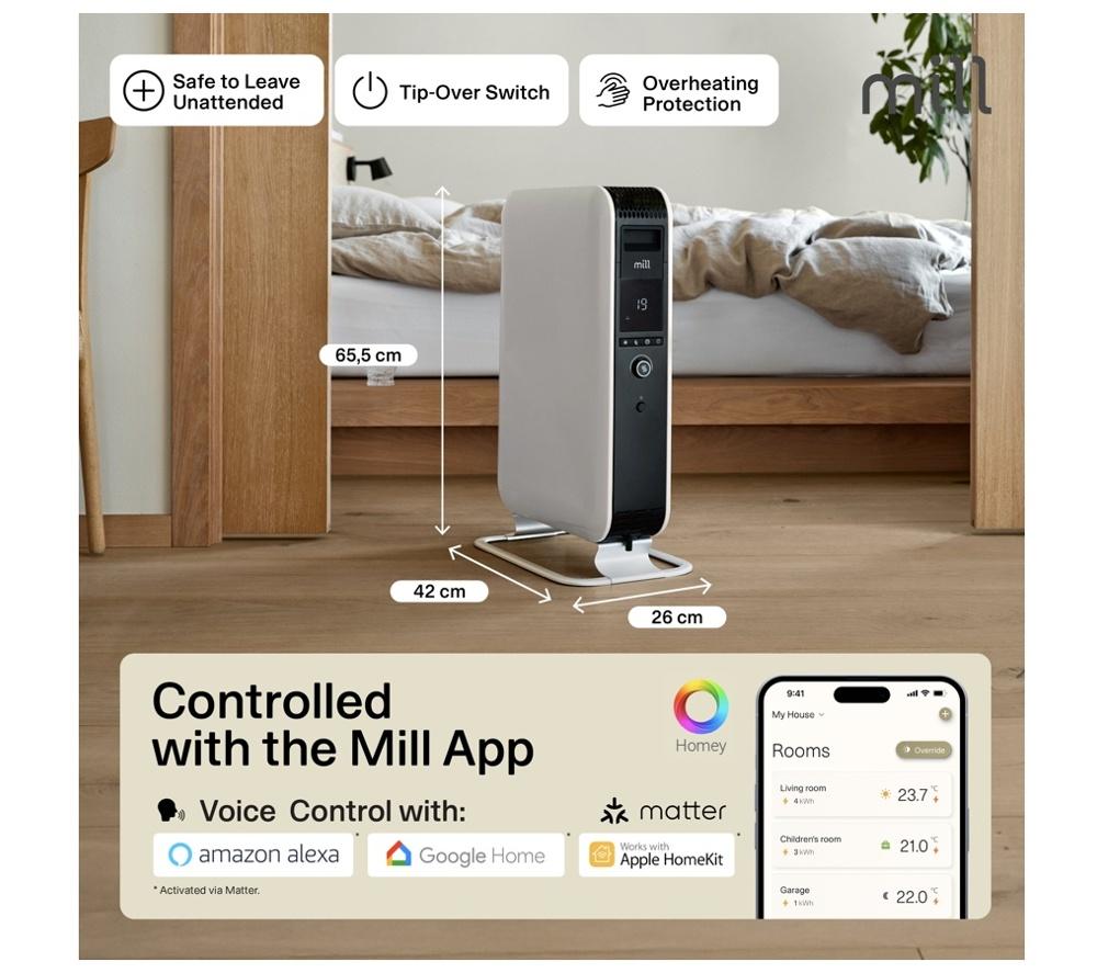 MILL Gentle Air Smart Oil-Filled Radiator - White image number 5 of 8