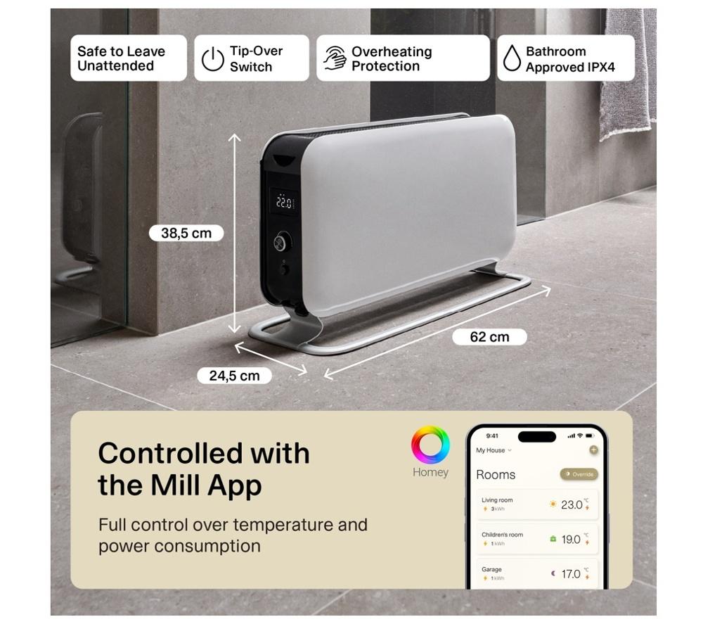 MILL WiFi Max Portable Smart Convector Heater - 1500 W, White image number 6 of 8