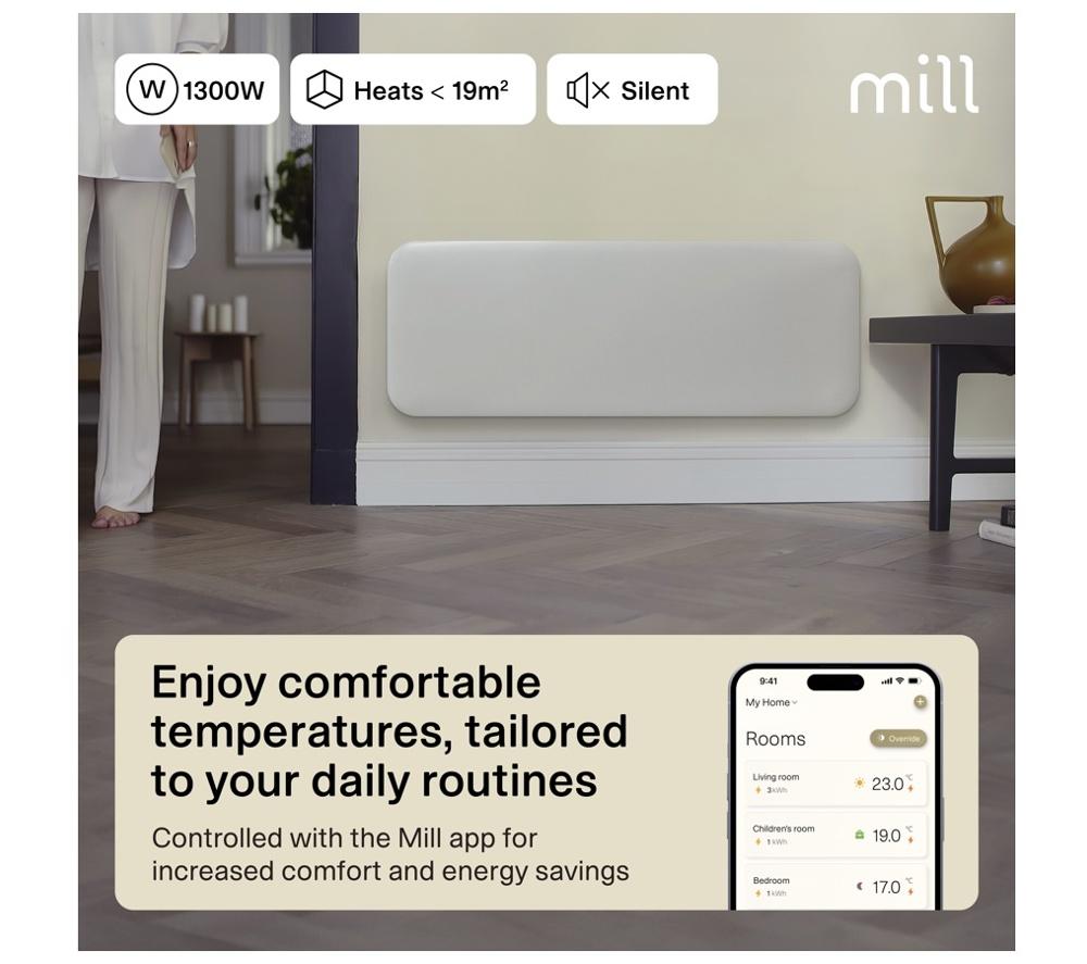 MILL Invisible Smart WiFi Panel Heater - White image number 4 of 7