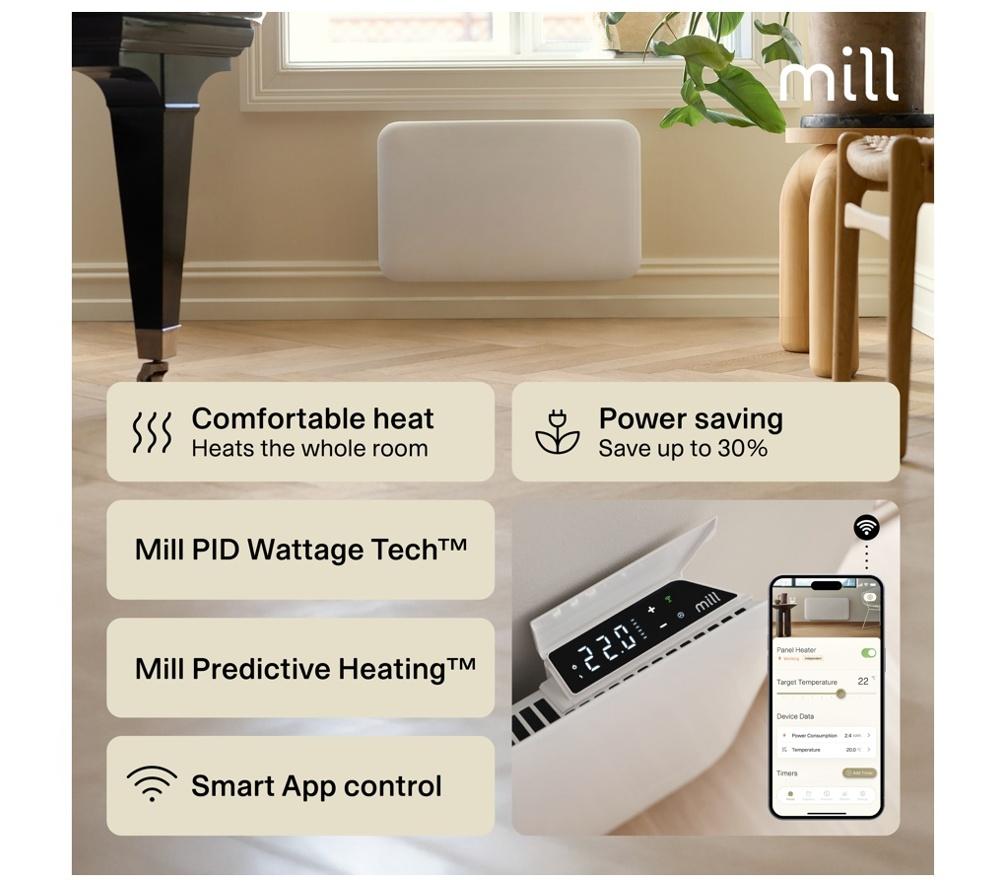 MILL Invisible PA700WIFI4 Smart WiFi Panel Heater - White image number 7 of 7