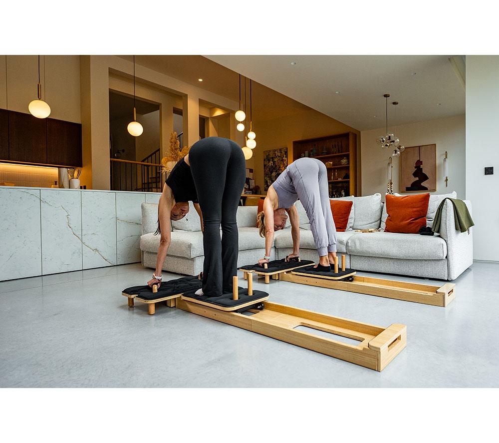GYMPROLUXE Portable Pilates Reformer Machine - Black & Natural Wood image number 9 of 16