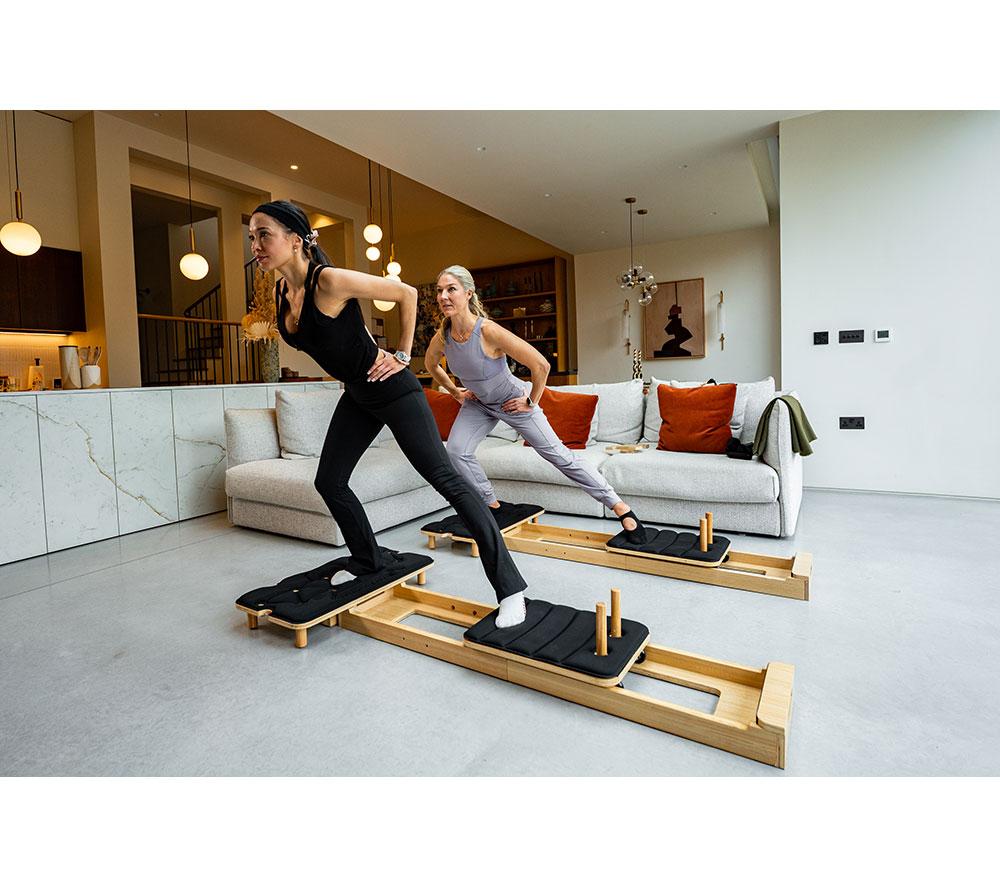 GYMPROLUXE Portable Pilates Reformer Machine - Black & Natural Wood image number 10 of 16