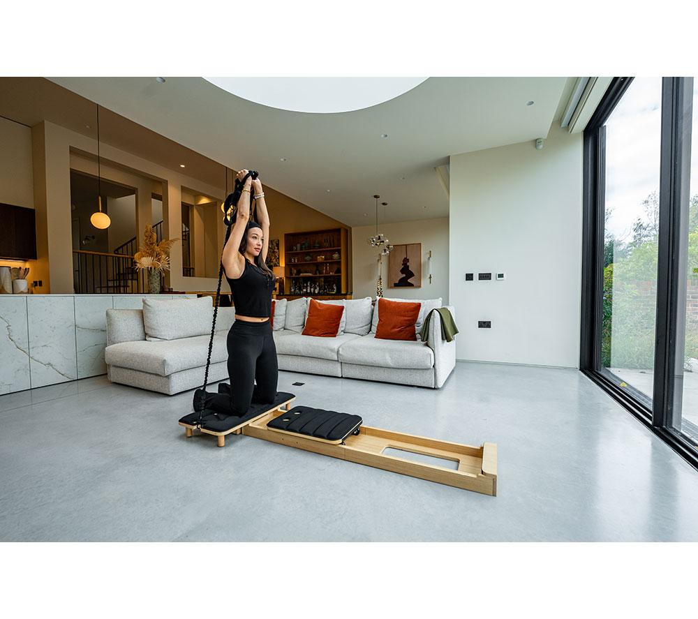 GYMPROLUXE Portable Pilates Reformer Machine - Black & Natural Wood image number 15 of 16