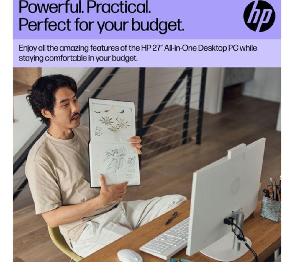 HP 27-cr0048na 27" Refurbished All-in-One PC - Intel&reg; Core&trade; i7, 1 TB SSD, White (Excellent Condition) image number 6 of 10
