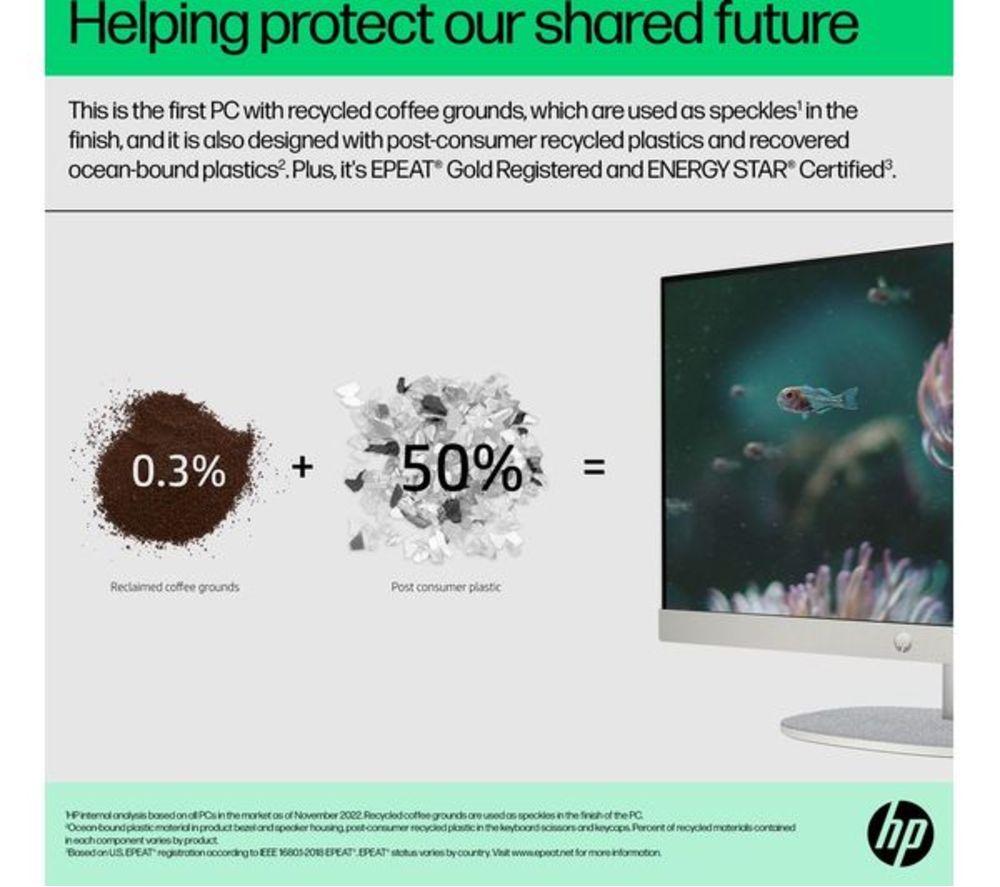 HP 24-cr0058na 23.8" Refurbished All-in-One PC - Intel&reg; Core&trade; i3, 512 GB SSD, Shell White (Excellent Condition) image number 8 of 28