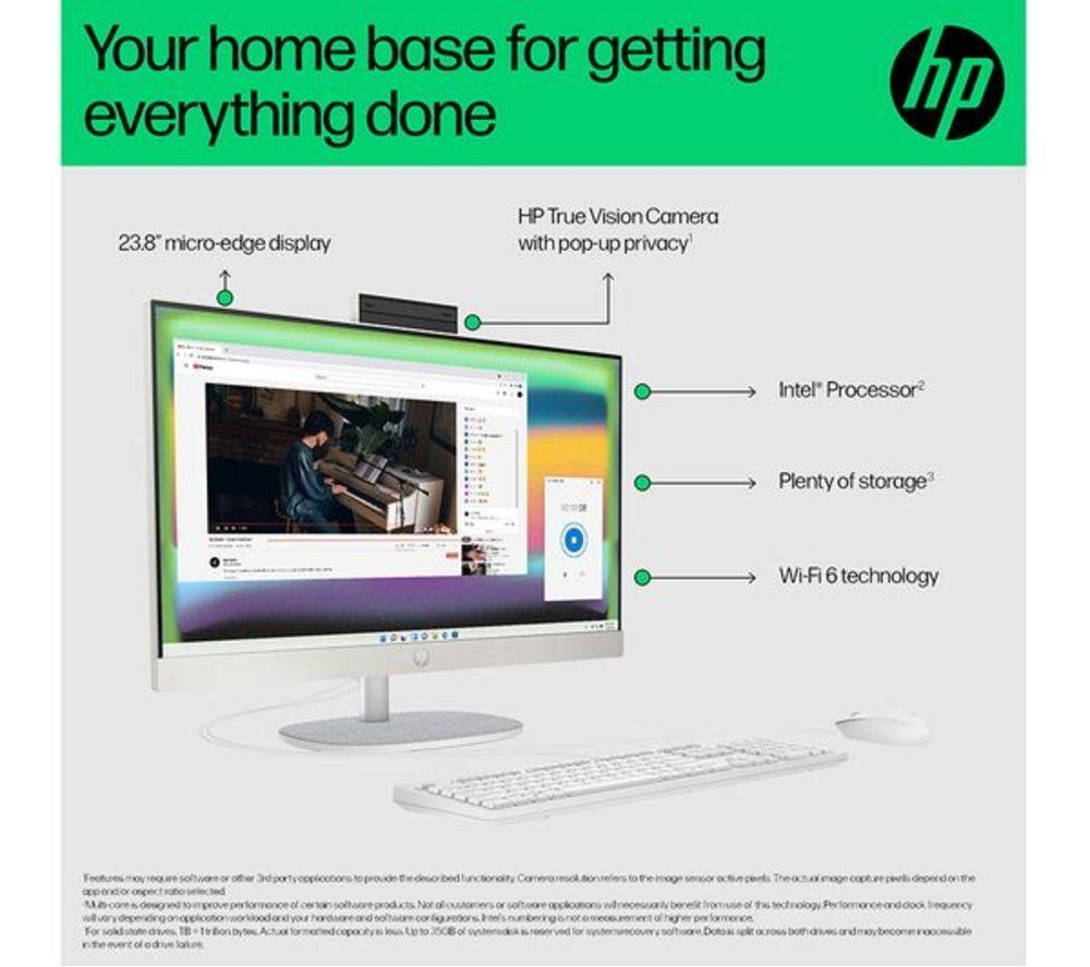 HP 24-cr0058na 23.8" Refurbished All-in-One PC - Intel&reg; Core&trade; i3, 512 GB SSD, Shell White (Excellent Condition) image number 11 of 28