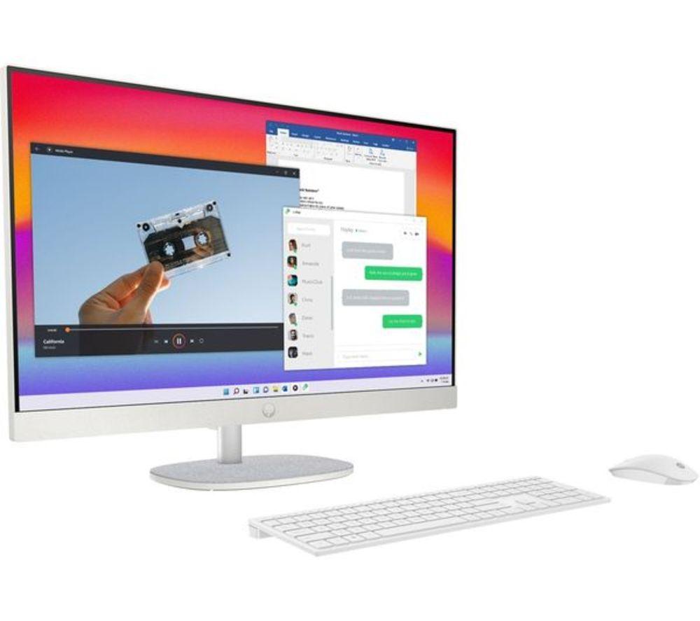 HP 27-cr0051na 27" Refurbished All-in-One PC - AMD Ryzen 7, 1 TB SSD, White (Very Good Condition) image number 4 of 24
