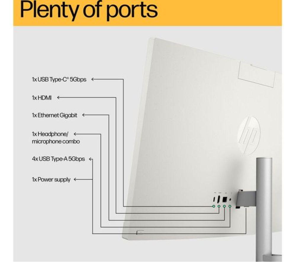 HP 27-cr0051na 27" Refurbished All-in-One PC - AMD Ryzen 7, 1 TB SSD, White (Very Good Condition) image number 6 of 24